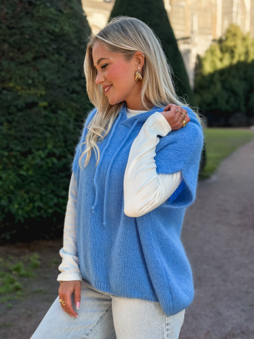 Pull à capuche Daïna - Bleuet