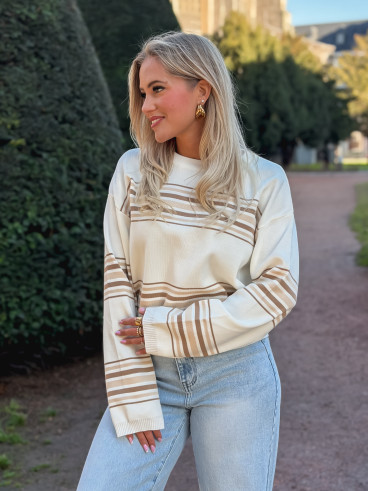 Pull ligné Anila - Ecru/Beige