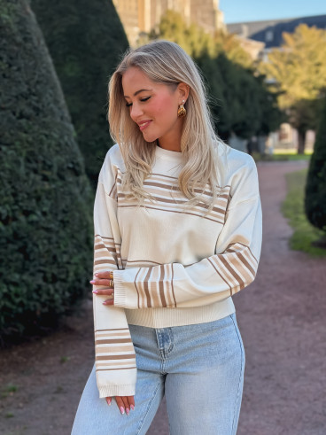 Pull ligné Anila - Ecru/Beige
