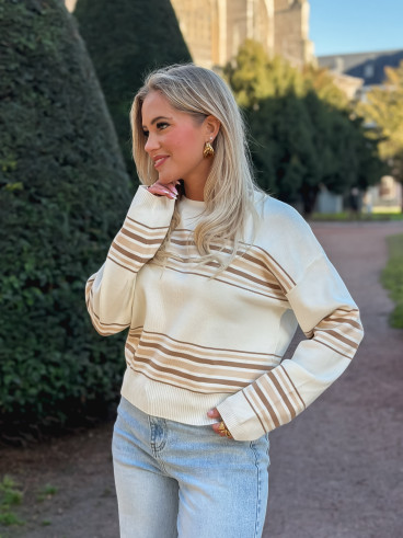 Pull ligné Anila - Ecru/Beige