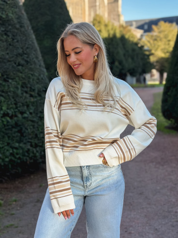 Pull ligné Anila - Ecru/Beige