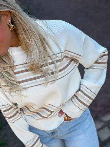 Pull ligné Anila - Ecru/Beige