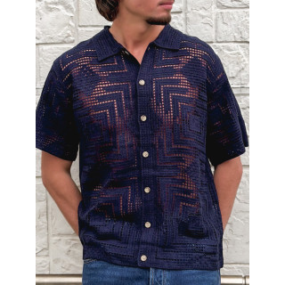 Chemise en crochet Sully - Bleu marine