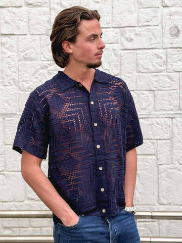 Chemise en crochet Sully - Bleu marine