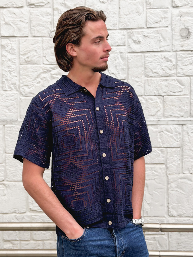 Chemise en crochet Sully - Bleu marine
