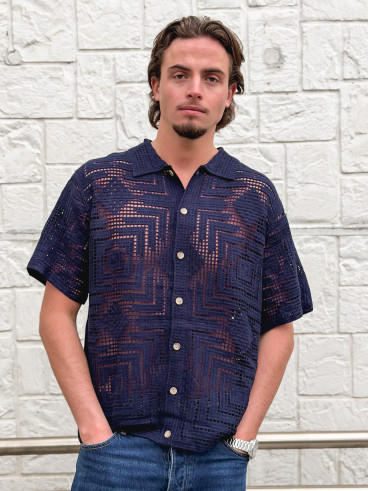 Chemise en crochet Sully - Bleu marine