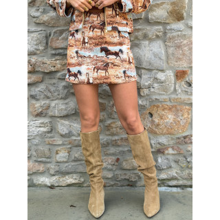 Jupe à motifs Herveline - Camel