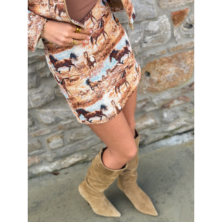 Jupe à motifs Herveline - Camel