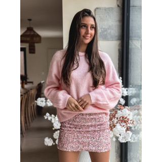 Jupe courte à sequins Oliviana - Rose