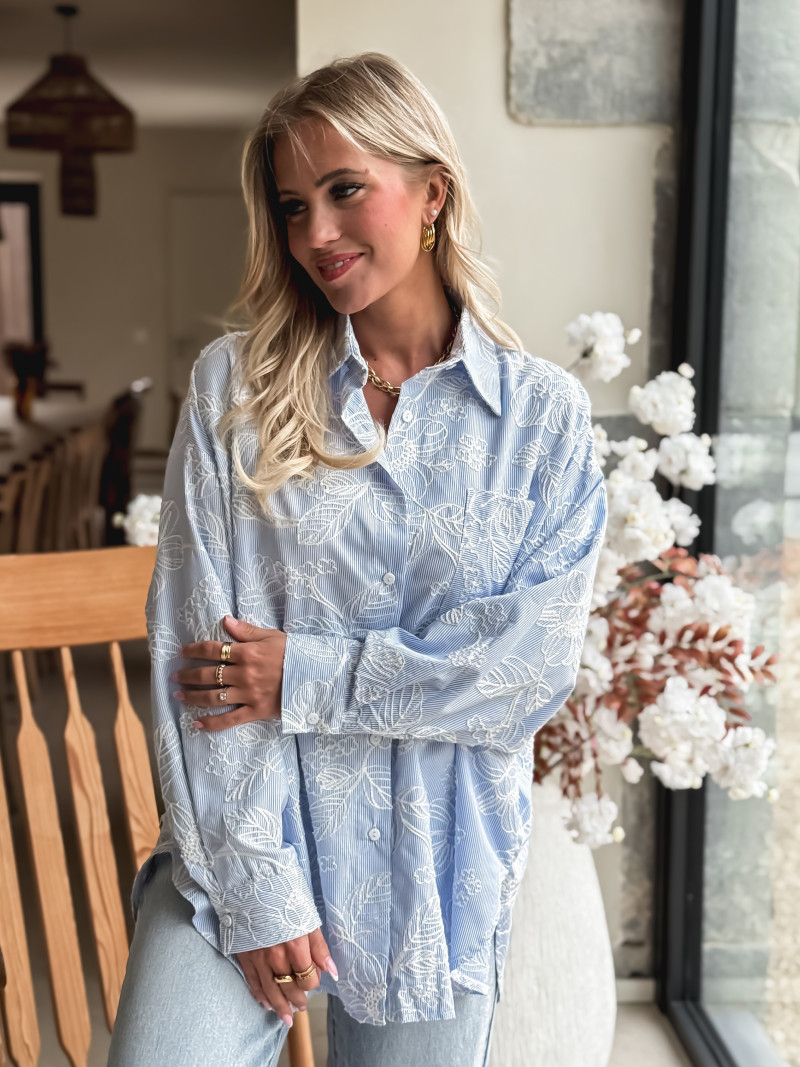 Chemise lignée Mahaut - Bleu