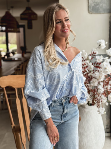 Chemise lignée Mahaut - Bleu