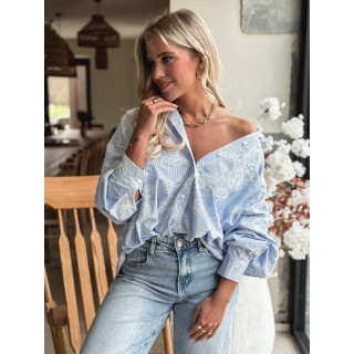 Chemise lignée Mahaut - Bleu