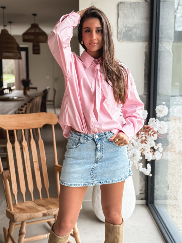 Jupe short en jeans Rosaria - Bleu clair