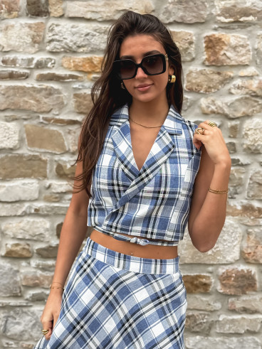 Blouse Cache-coeur -  Bleu