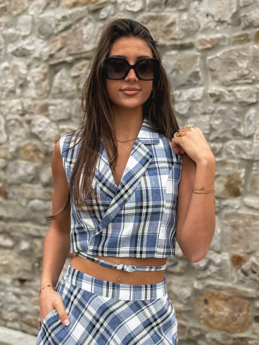 Blouse Cache-coeur -  Bleu