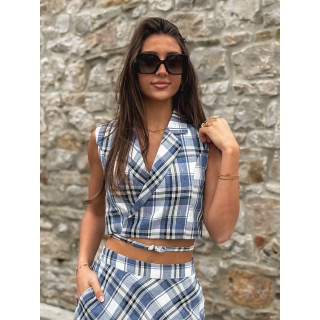 Blouse Cache-coeur -  Bleu