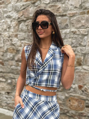 Blouse Cache-coeur -  Bleu