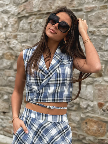 Blouse Cache-coeur -  Bleu