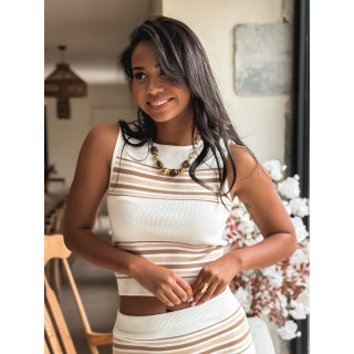 Ensemble ligné Anila - Ecru/Beige