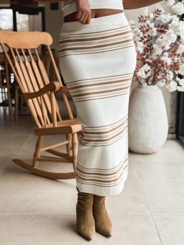 Ensemble ligné Anila - Ecru/Beige