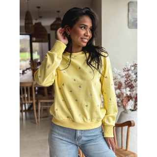 Pull à petit coeur Estelle - Jaune