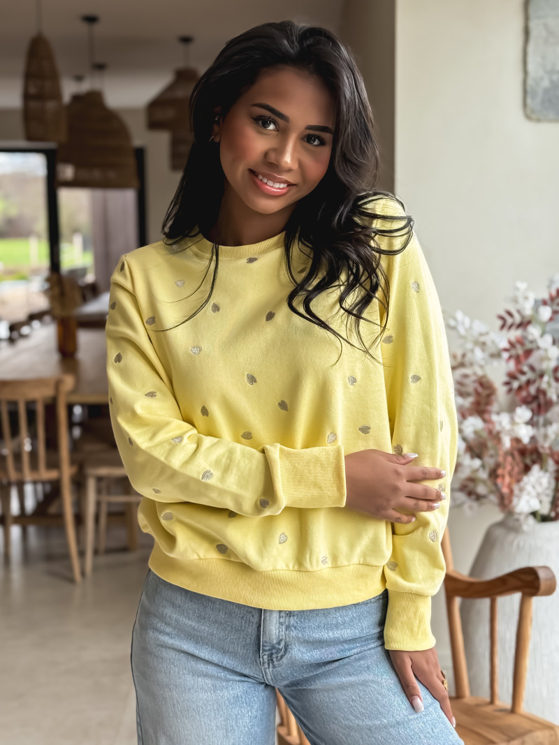Pull à petit coeur Estelle - Jaune
