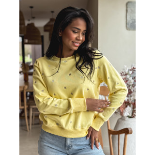 Pull à petit coeur Estelle - Jaune