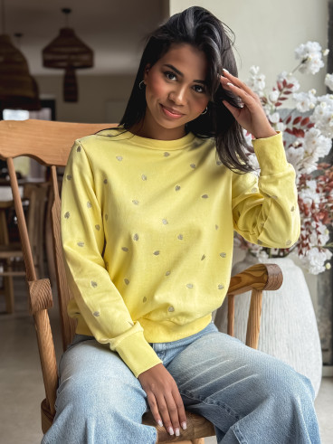 Pull à petit coeur Estelle - Jaune