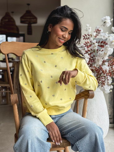 Pull à petit coeur Estelle - Jaune