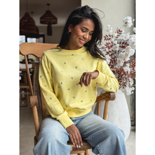 Pull à petit coeur Estelle - Jaune