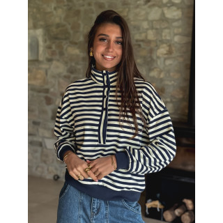 Pull ligné Yvonne - Bleu marine