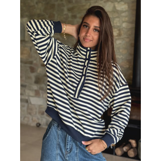 Pull ligné Yvonne - Bleu marine