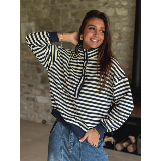 Pull ligné Yvonne - Bleu marine