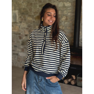 Pull ligné Yvonne - Bleu marine