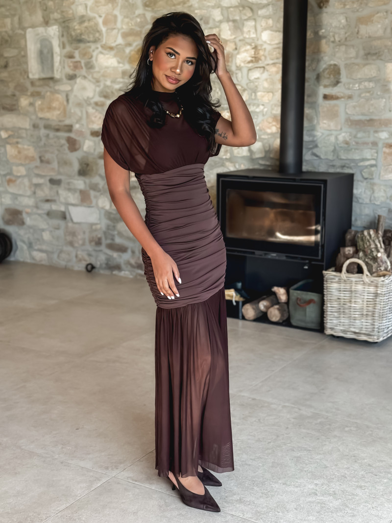 Robe longue Adelina - Chocolat