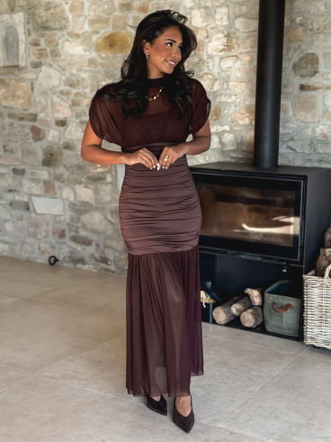 Robe longue Adelina - Chocolat
