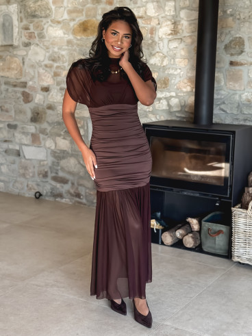 Robe longue Adelina - Chocolat