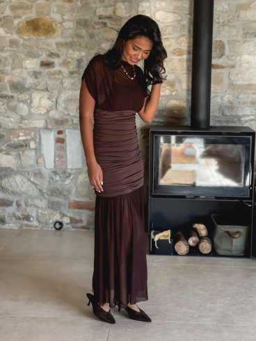 Robe longue Adelina - Chocolat