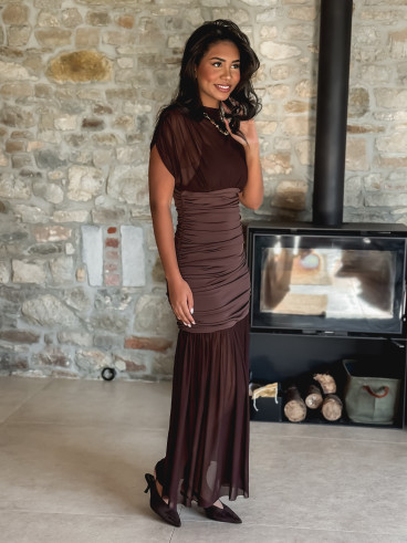 Robe longue Adelina - Chocolat