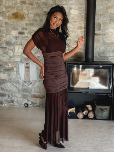 Robe longue Adelina - Chocolat