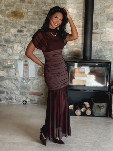 Robe longue Adelina - Chocolat