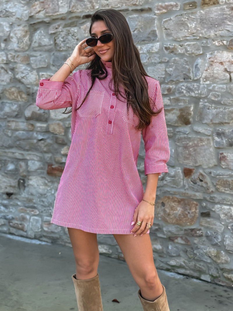 Robe courte lignée Sélénia - Rouge Robe courte lignée Sélénia - Rouge