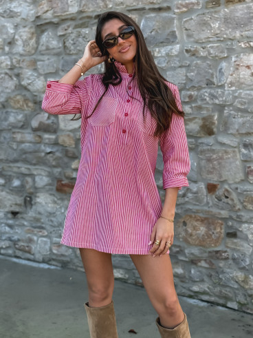 Robe courte lignée Sélénia - Rouge