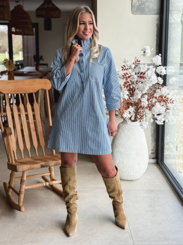 Robe courte lignée Sélénia - Bleu