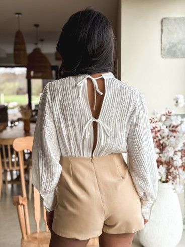 Combinaison short Madison - Blanc/beige