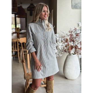 Robe courte lignée Sélénia - Ecru/Bleu marine