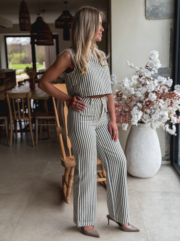 Pantalon ligné Jardena - Gris