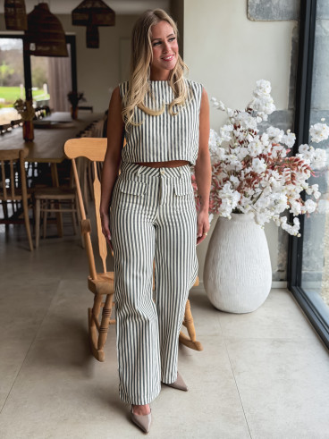 Pantalon ligné Jardena - Gris