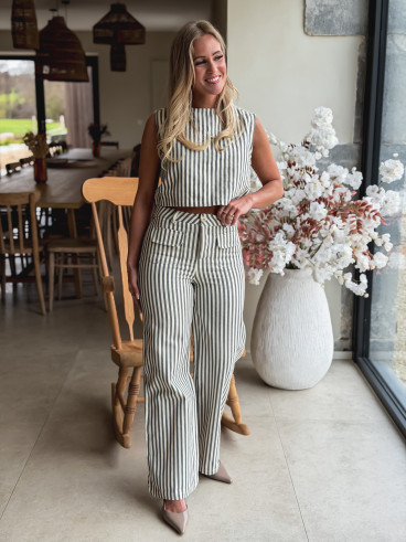 Pantalon ligné Jardena - Gris