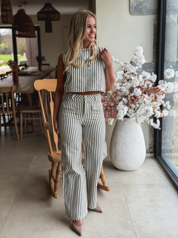 Pantalon ligné Jardena - Gris